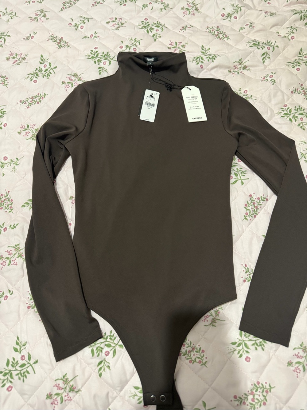 Long Sleeve Brown Mock Neck Bodysuit
